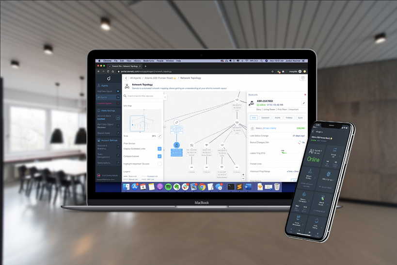 Domotz PRO Software - Create a simple and easy to read Map for your Network connected devices. Monitor all your networks through an easy to use Mobile App!