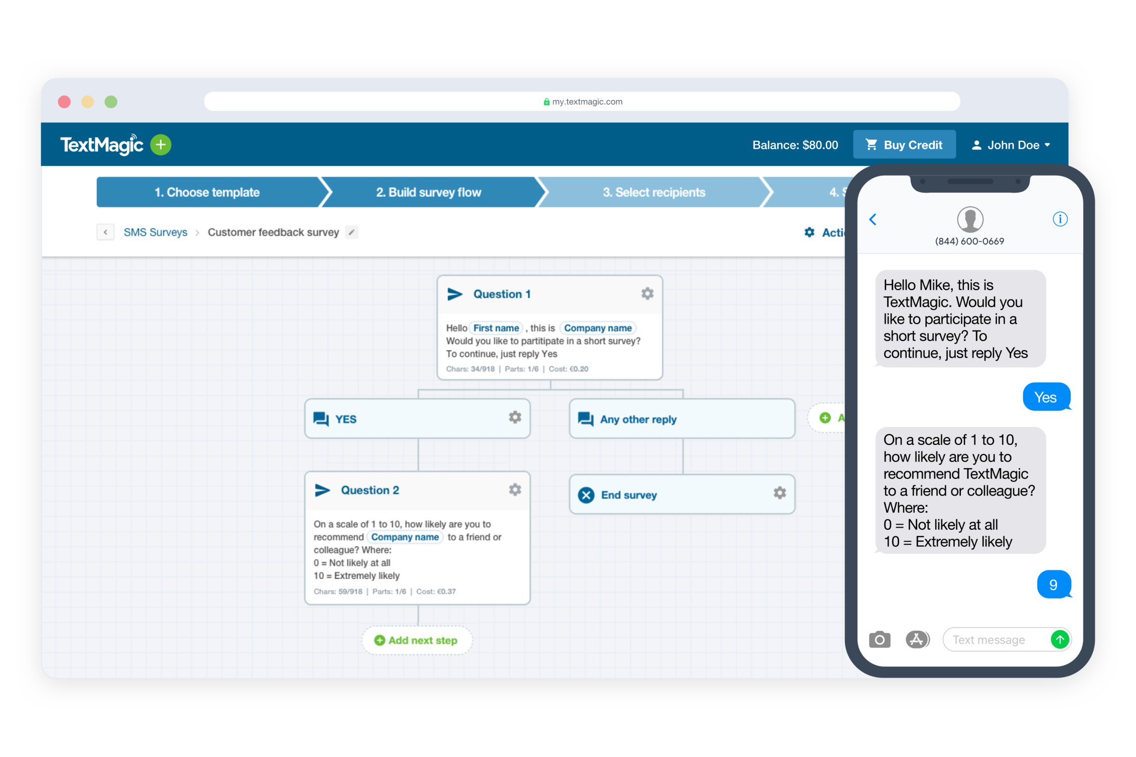 TextMagic Software - Use SMS survey templates and flows to configure auto-responder polls.