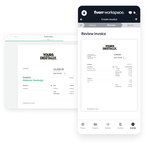 Online invoices sent from anywhere