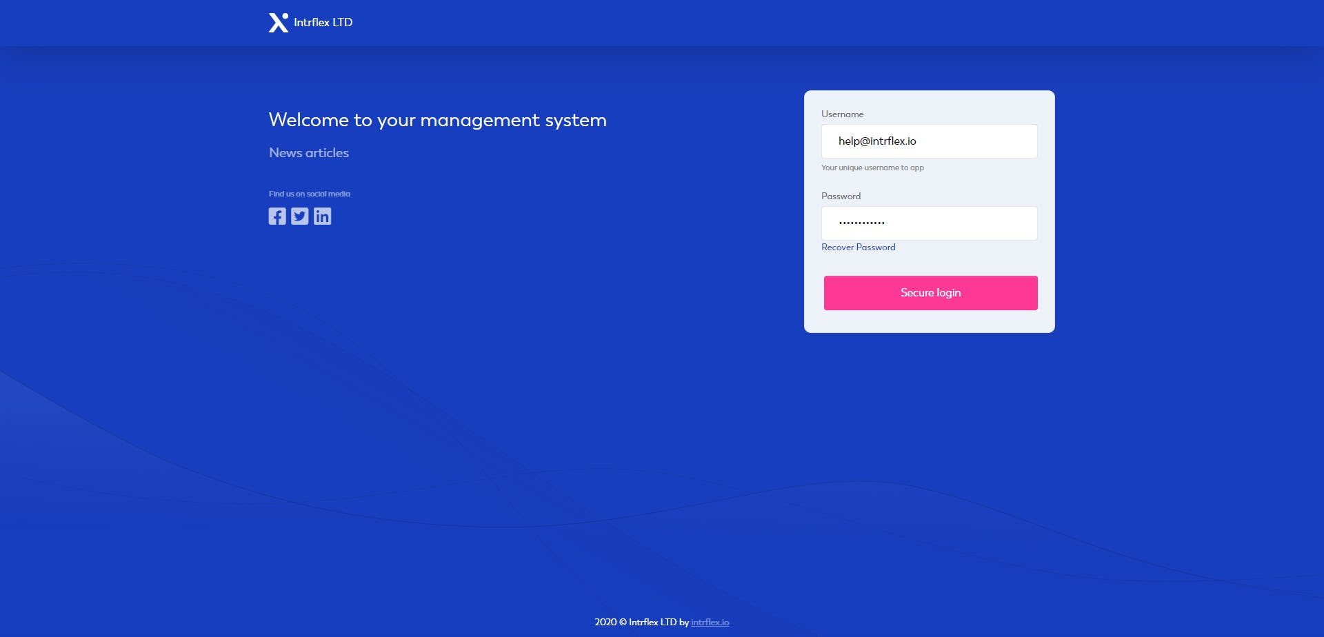 Intrflex Software - Login Page