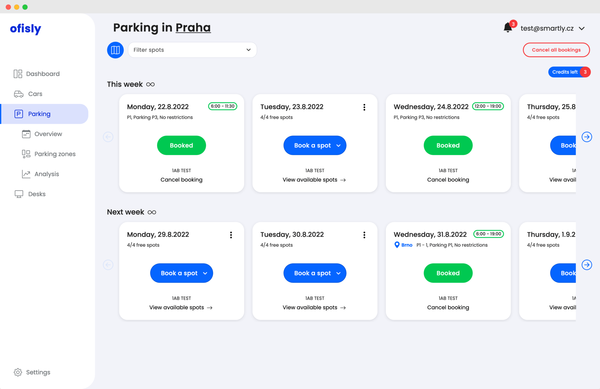 Ofisly parking booking system