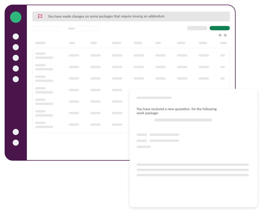 BidWork screenshot: Manage construction addendum