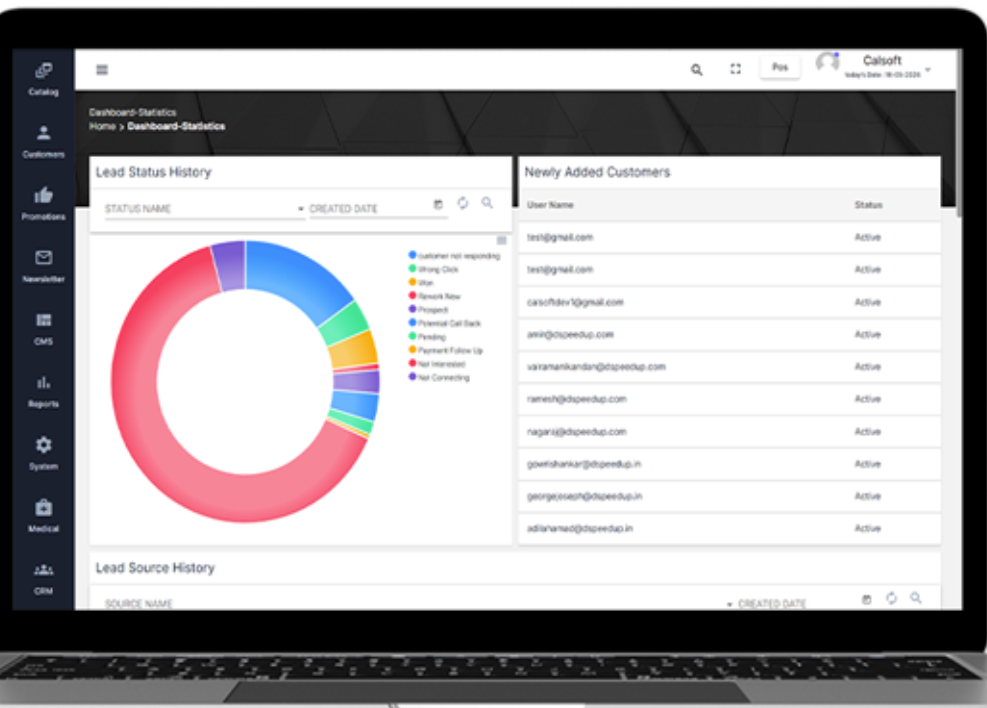 CALSOFTCRM screenshot: CALSOFTCRM metrics