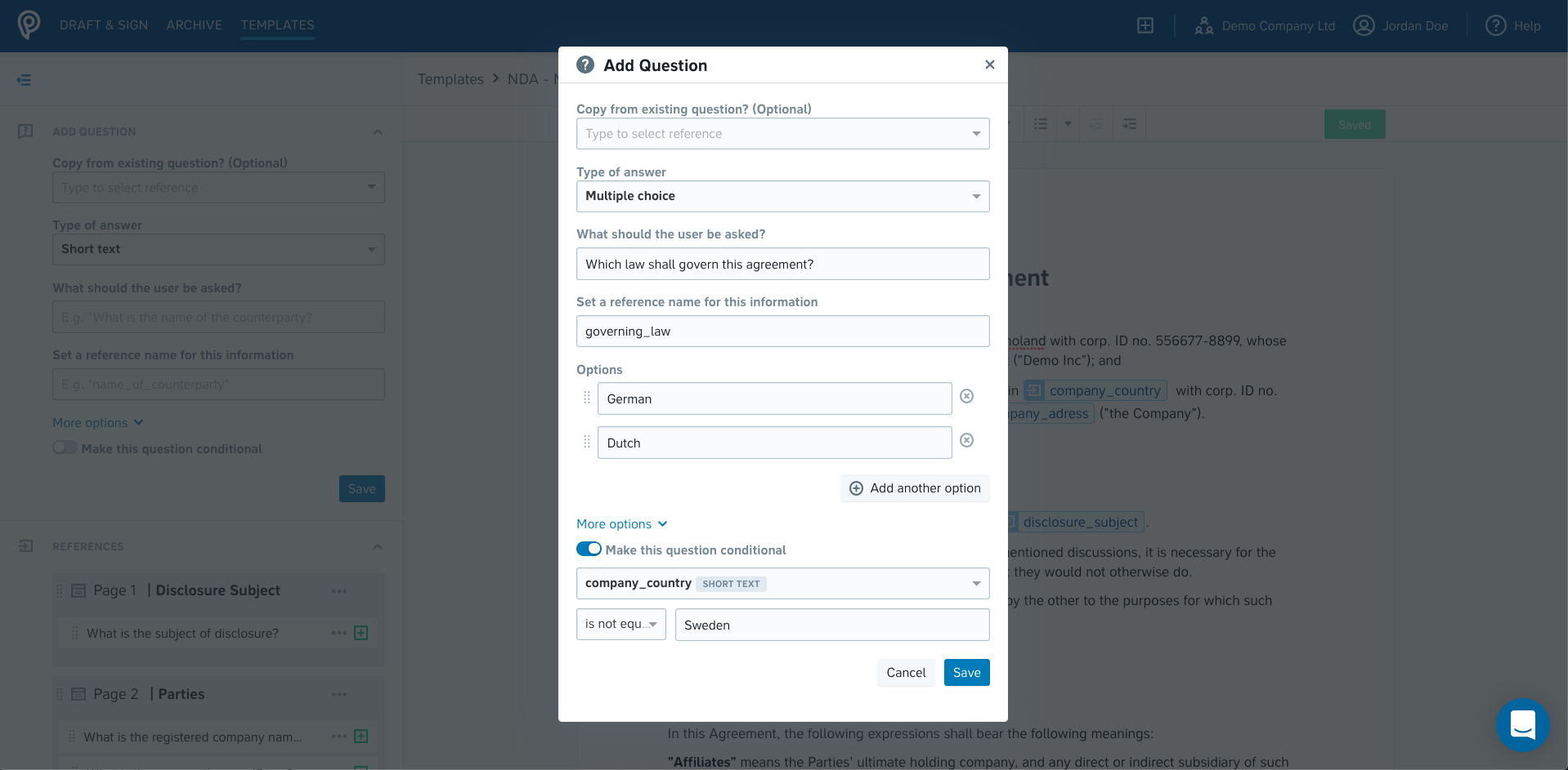 Precisely Software - Precisely questionnaire question creation screenshot