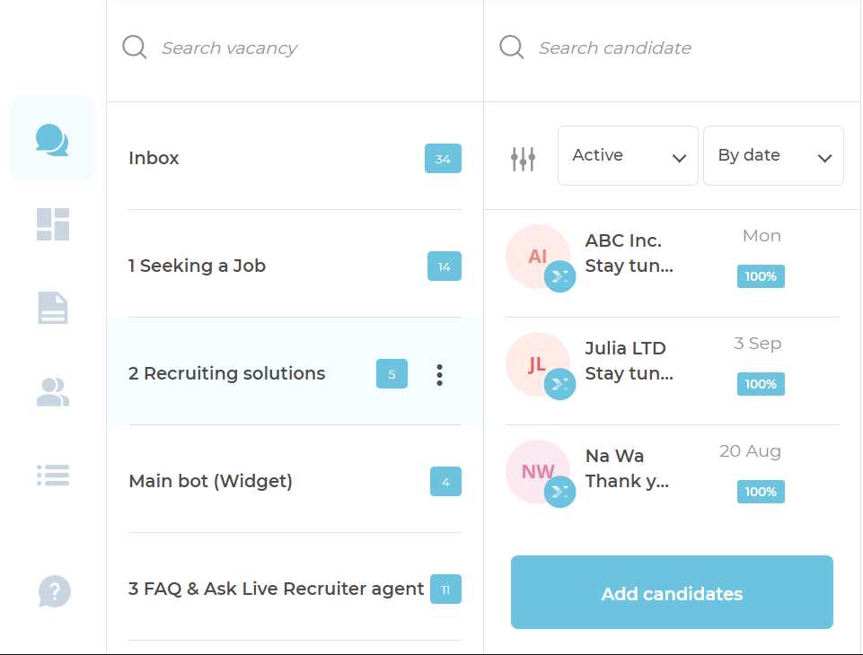 Live Recruiter search functionality
