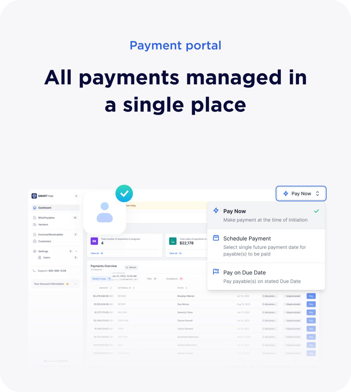 SMART Suite Payment Portal - Manage Payments in a Single Place.
