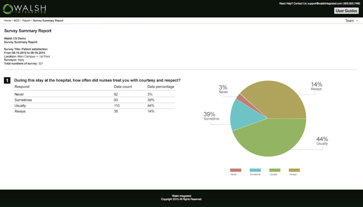 Walsh Mobile Survey Solution screenshot: Generate accurate detailed reports