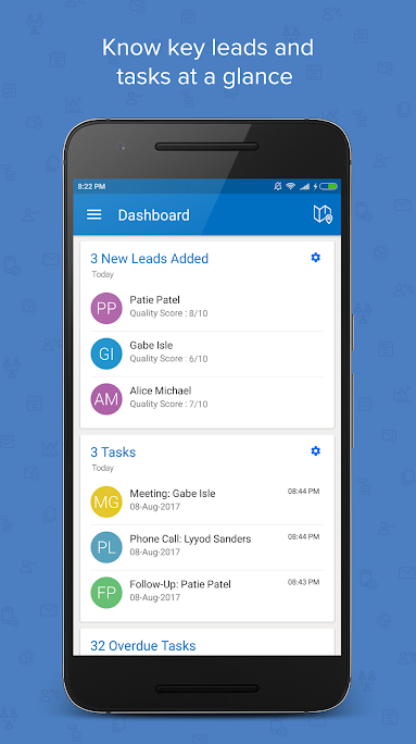 LeadSquared Software - View lead and task activity from the dashboard on the mobile app