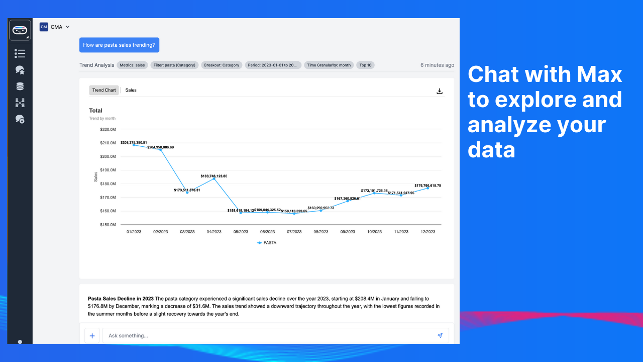 Max AI screenshot: Chat with Max to explore and analyze your data