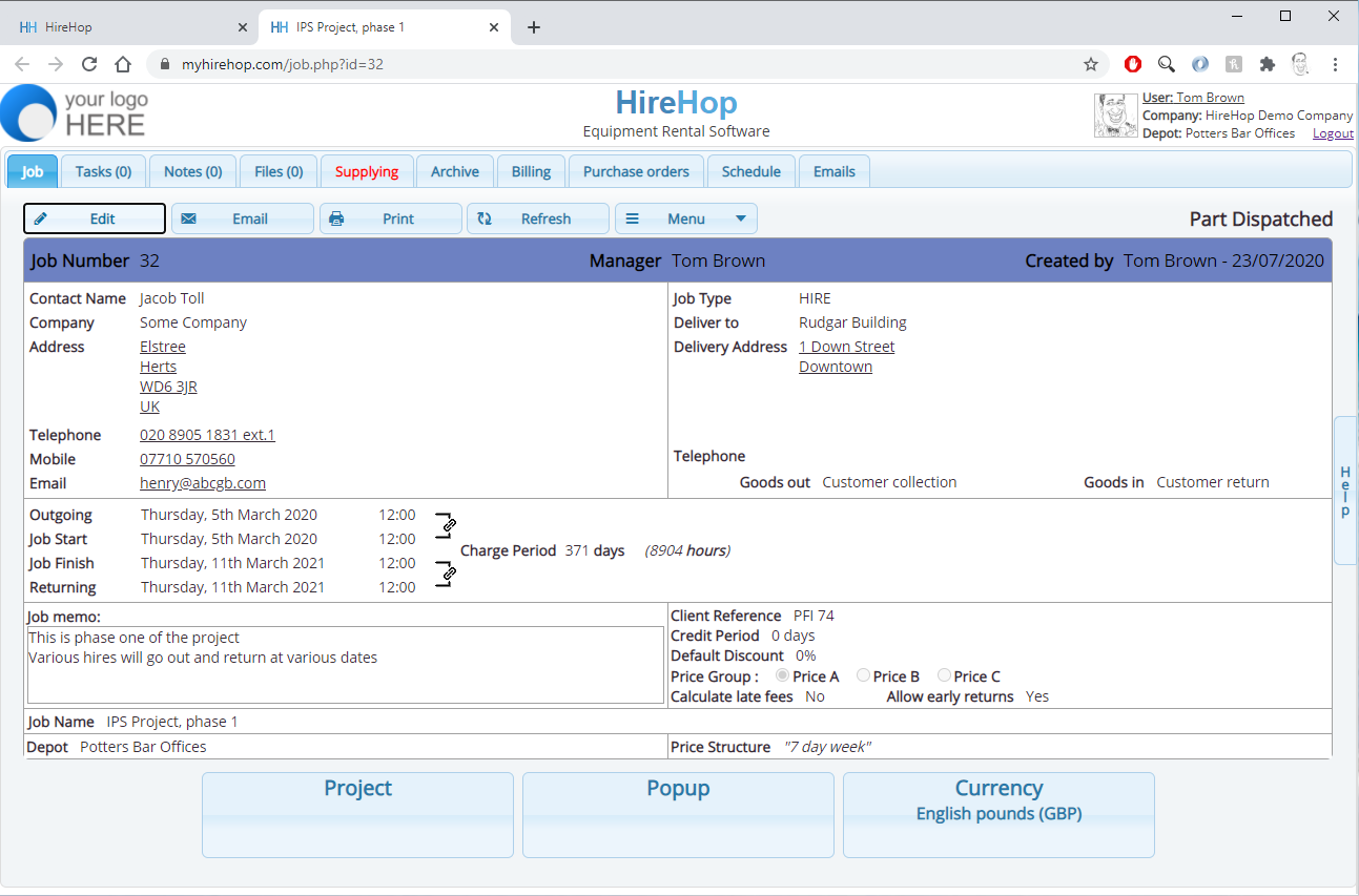 HireHop Job