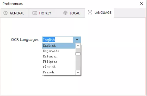 Language selection page with over 100 languages to choose from