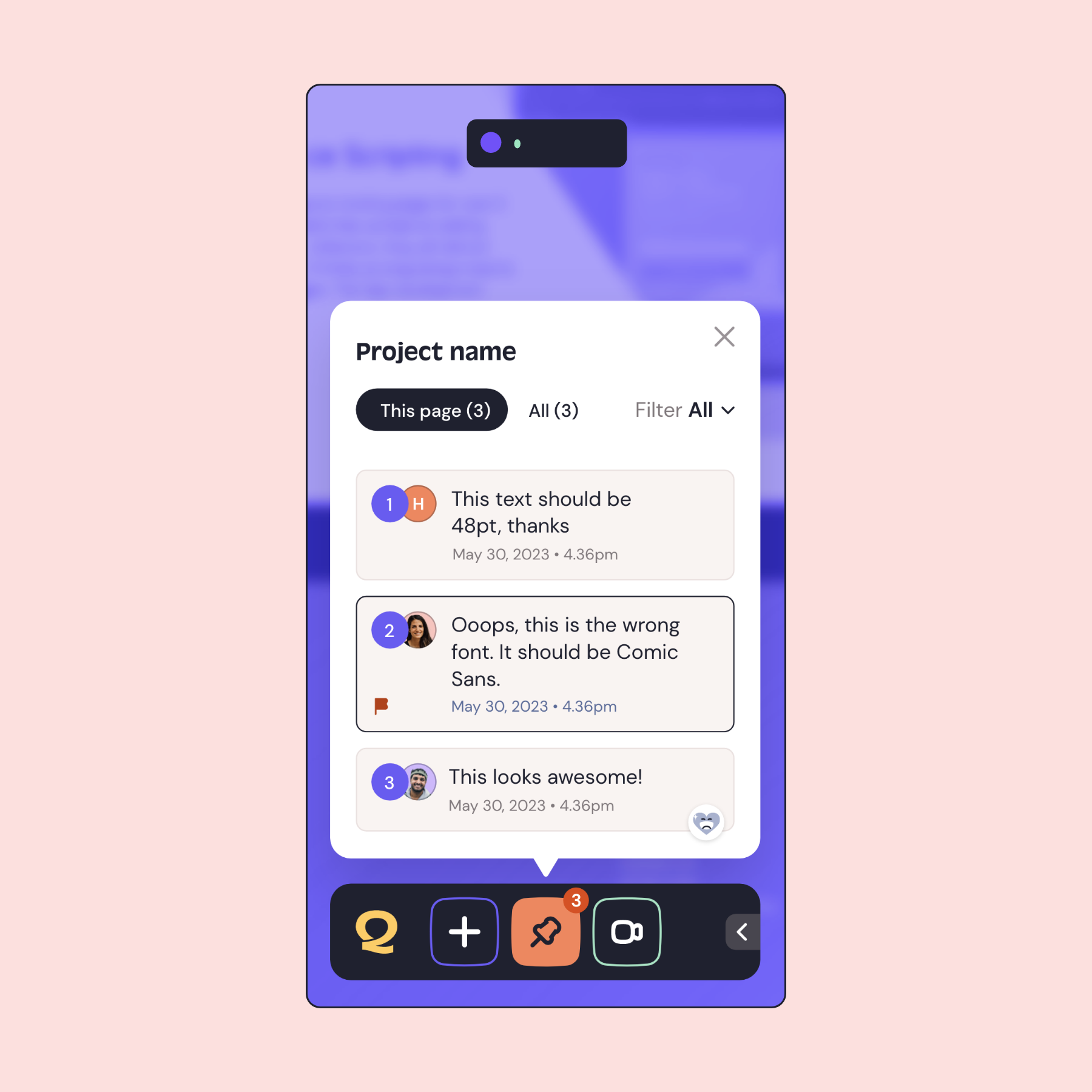 QualityHive screenshot: Quality Hive feedback tracking