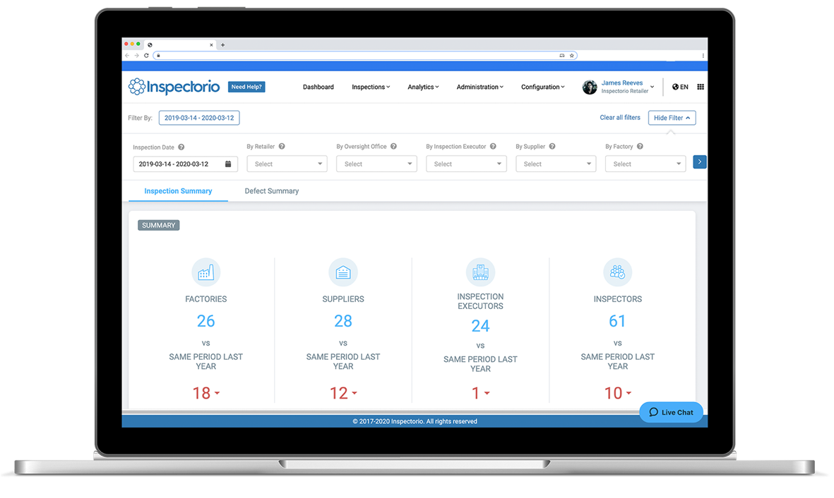 Inspectorio Software - Inspectorio’s powerful analytics enables more accurate, data-driven decisions, and enables organizations to refocus resources for more efficient & cost-effective quality improvement efforts.