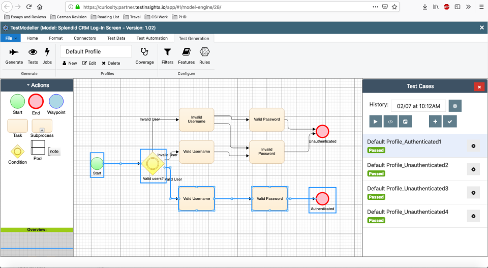 Flowcharts are used to generate optimised test cases, data and automated tests. The accurate models are quick to build and easy-to-maintain, using a range of connectors, scanners, and importers.