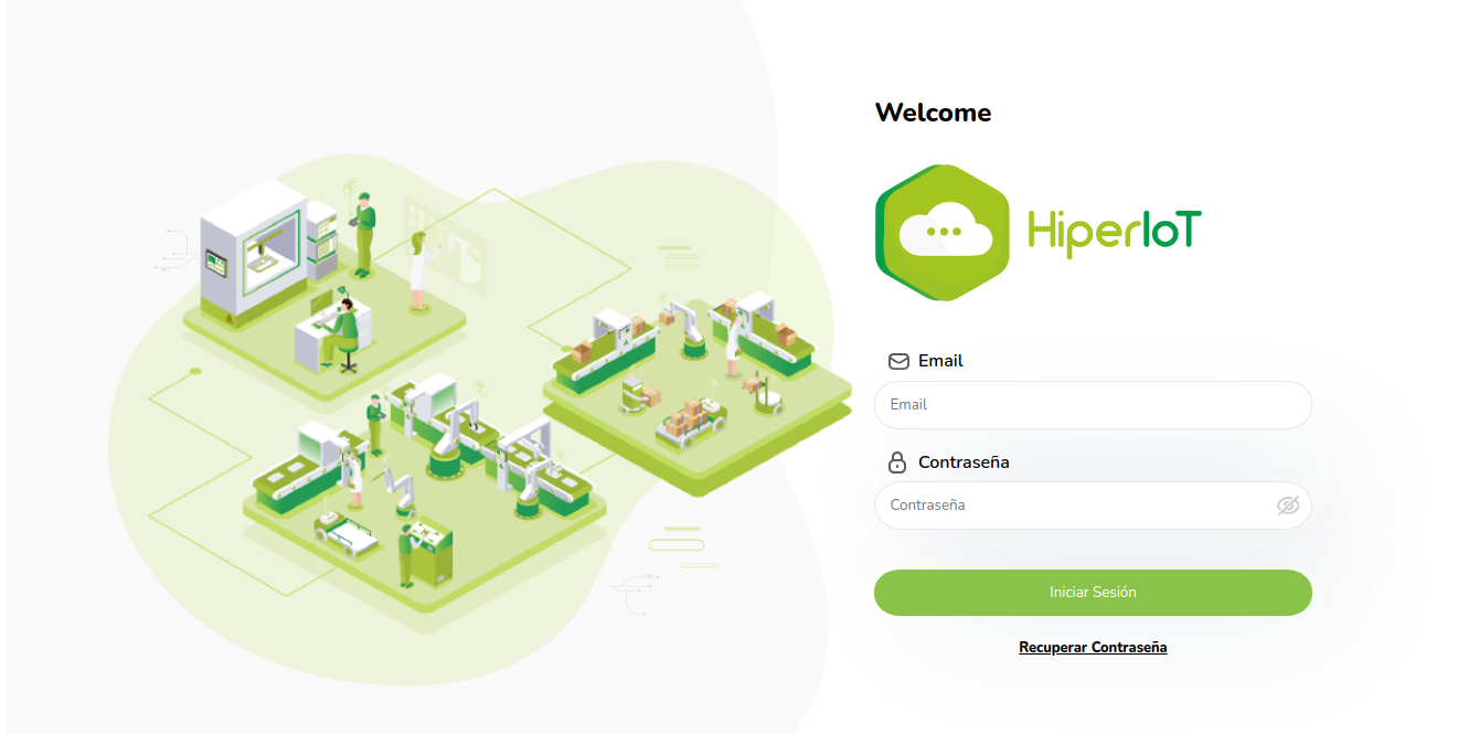 HiperIoT Software - Accede de forma segura a la plataforma y controla tus dispositivos industriales desde cualquier lugar. Ingresa tus credenciales y aprovecha las potentes funciones de gestión y monitoreo en tiempo real. Admite múltiples tipos de perfiles.