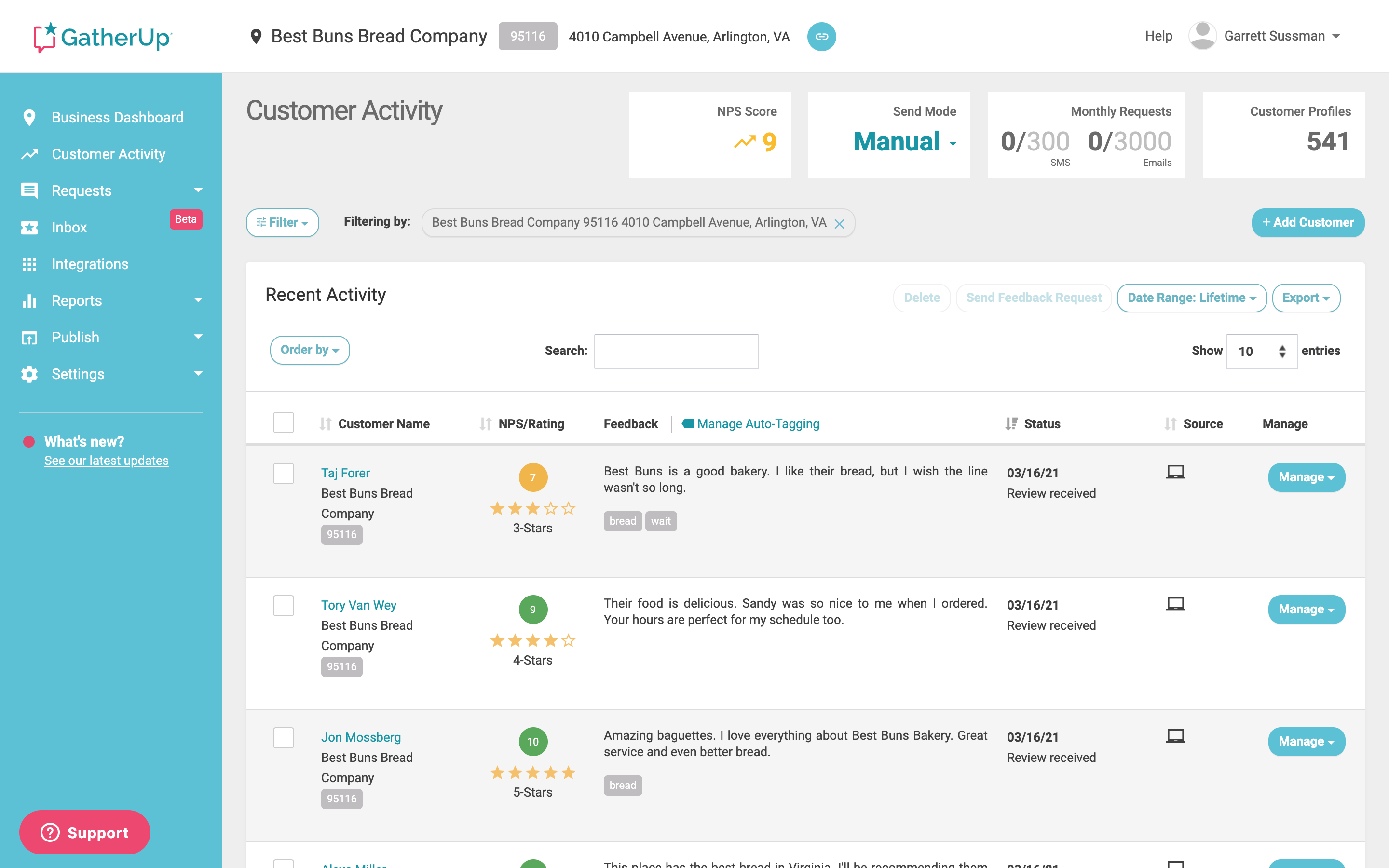 Customer Activity Screen | Manage Feedback-thumb