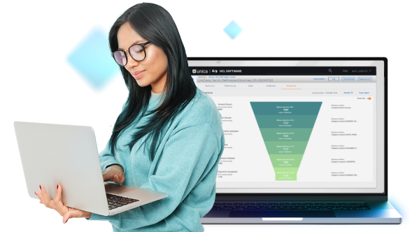 Unica screenshot: Fast-Track Your Goals: Orchestrate personalized brand touchpoints across all channels while tracking progress and adjusting the journey to improve performance in real time.