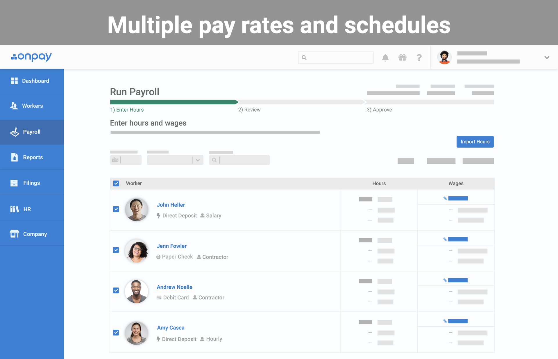 OnPay Software - Hourly and salaried wages
