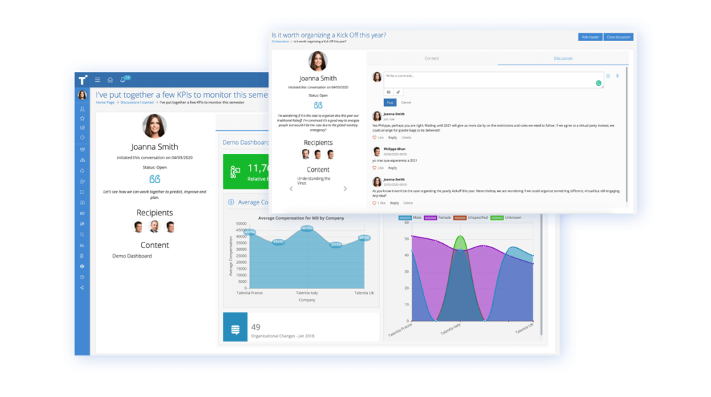 Talentia HCM Software - Social & Collaboration Software. An innovative solution to make collaboration and communication work more fluidly and dynamically. Talentia Social & Collaboration is designed to help start constructive conversations, enable openness and transparency.