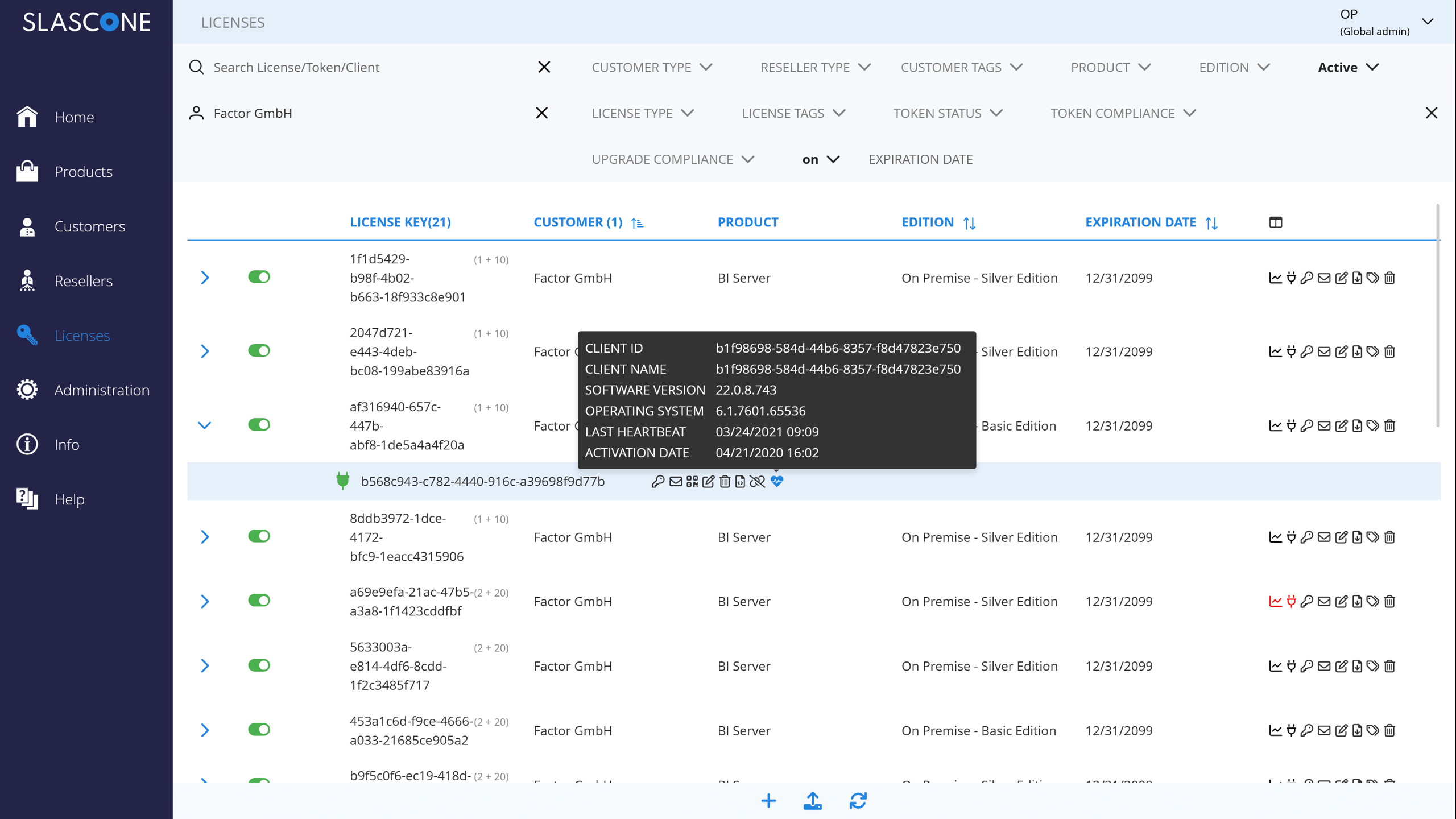 SLASCONE Software - License View