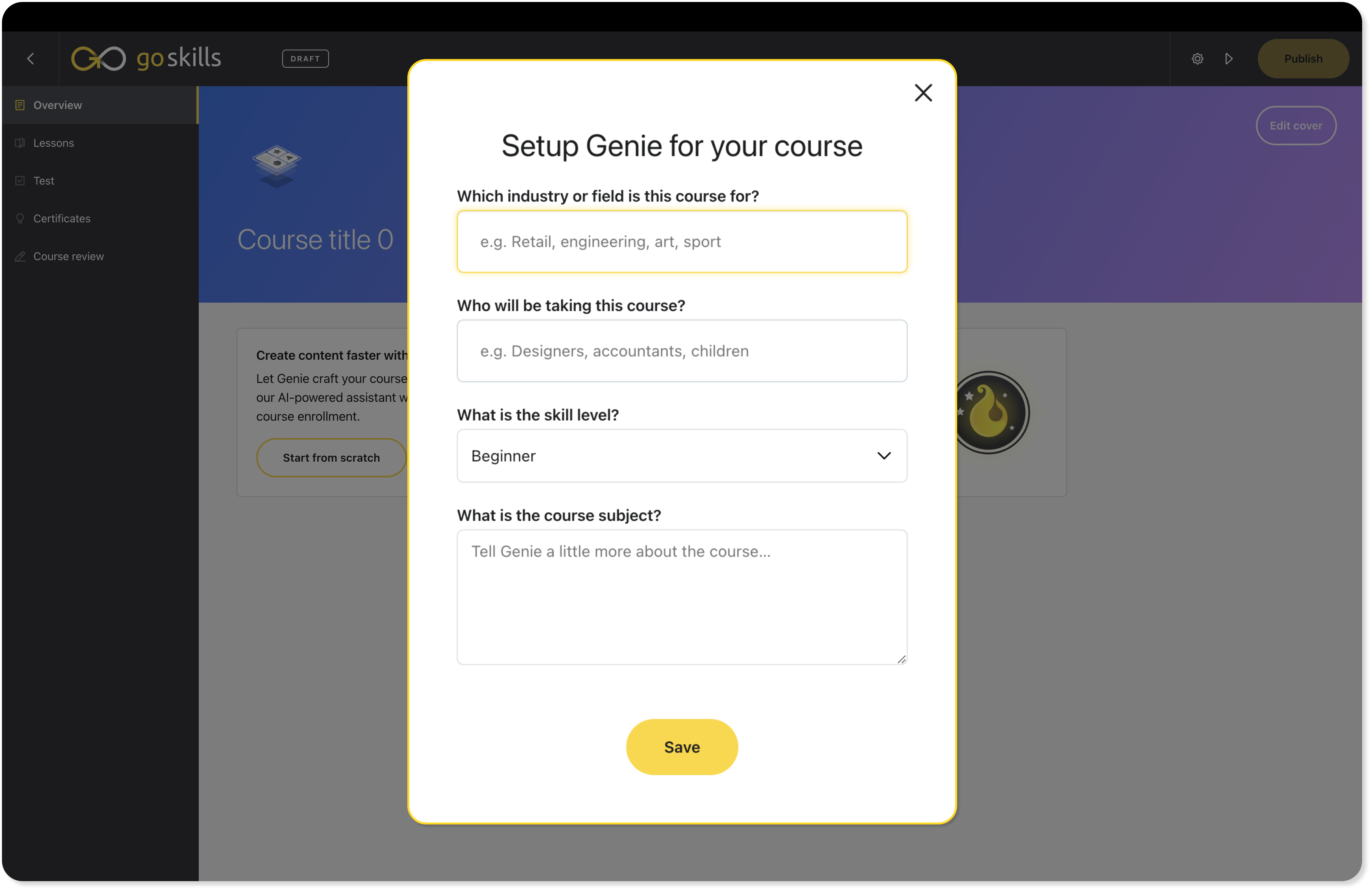 GoSkills Software - Effortlessly create courses with Genie, GoSkills’ AI authoring assistant. With a few simple prompts, Genie generates personalized outlines, lessons, and quizzes, and helps optimize existing course material to keep content fresh and relevant.