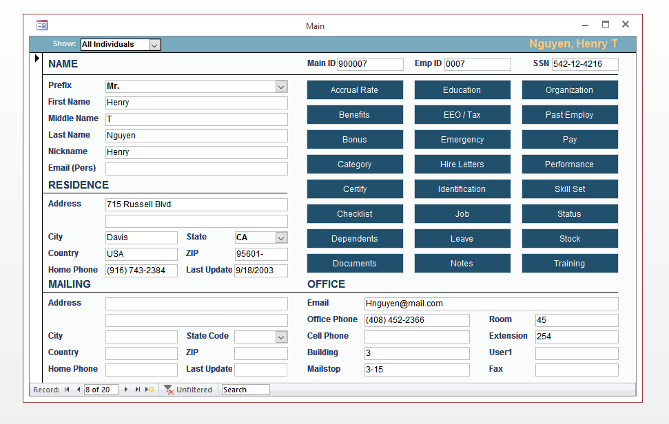 HRSource Software - Employee profile