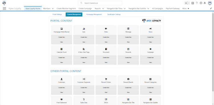 Apex Loyalty screenshot: Build a customized partner portal and manage the content and campaigns available to users