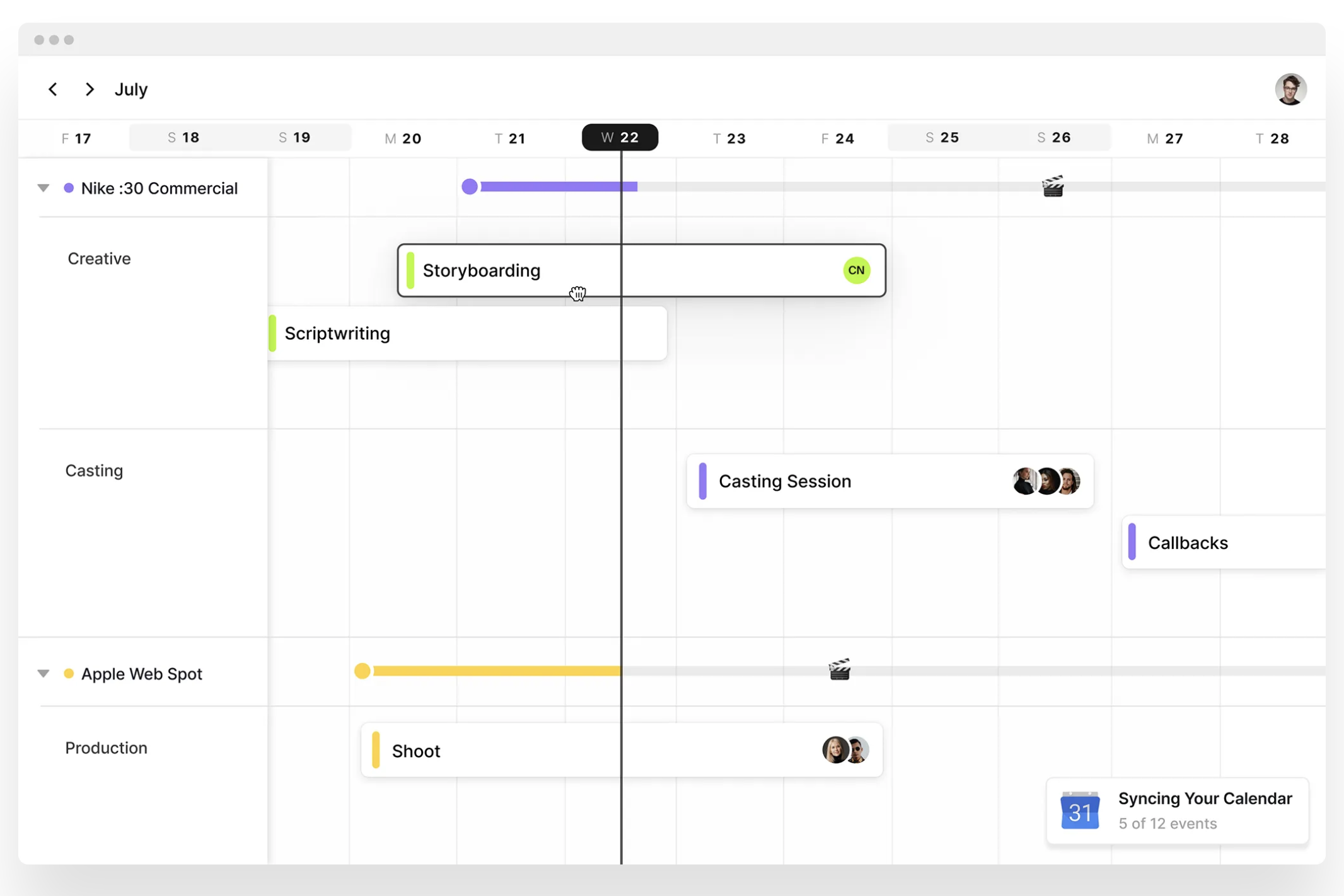 Build calendars in month and timeline (GANTT) views.