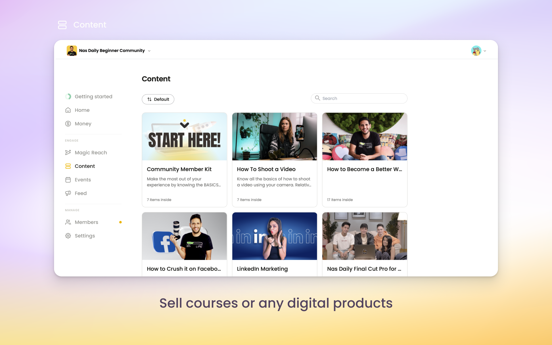 Nas.io Software - Sell courses or any Digital Products. Entire Learning Management System for you to monetise your knowledge. Sell as many courses as you like. You can also sell eBook, Notion templates, PDFs, Your time for coaching. Go creative!