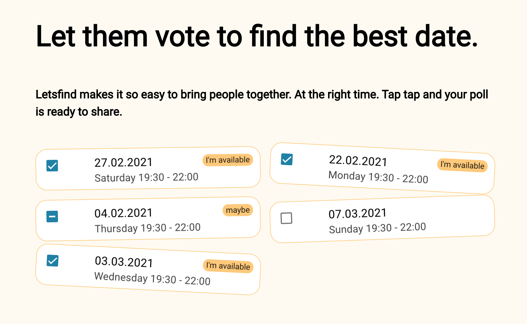 Create a meeting poll to find a date and time that works for everyone