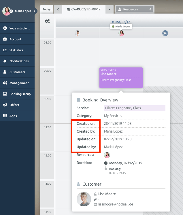 TIMIFY booking overview