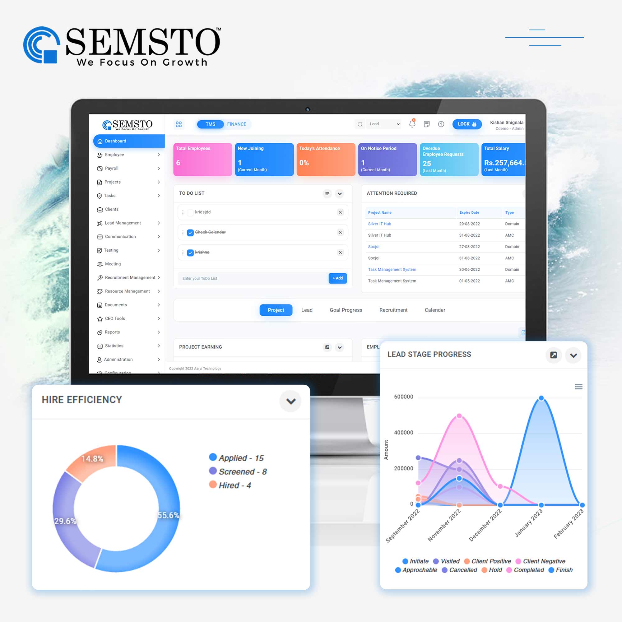 Semsto screenshot: Semsto dashboard