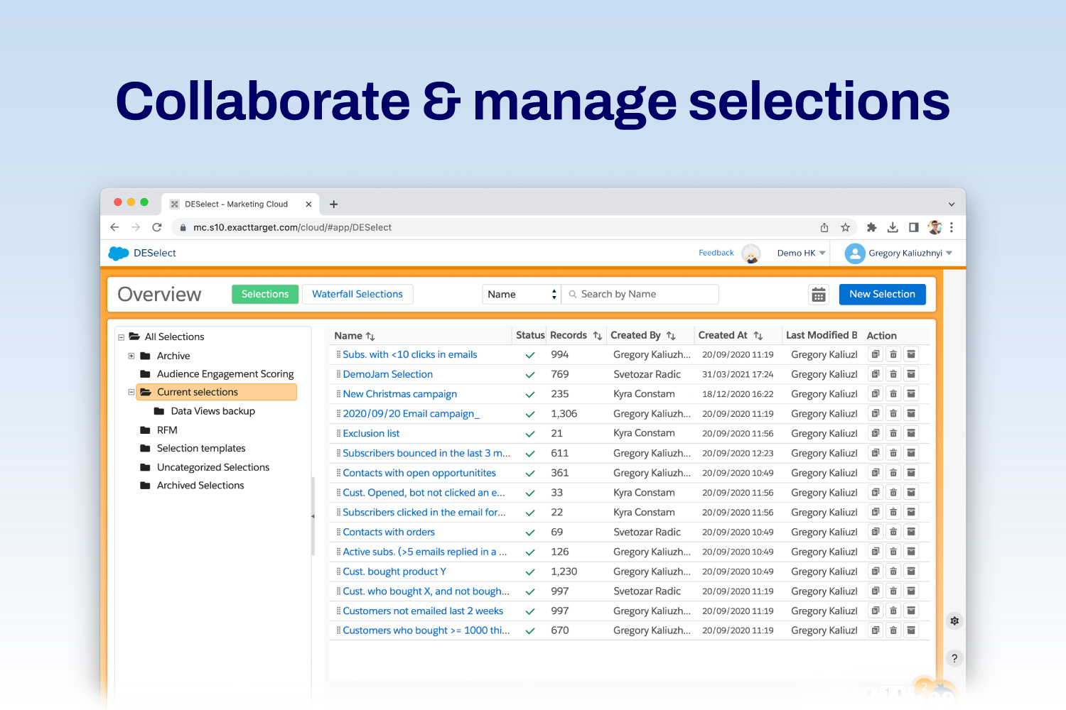 DESelect Segment - Collaborate and manage selections