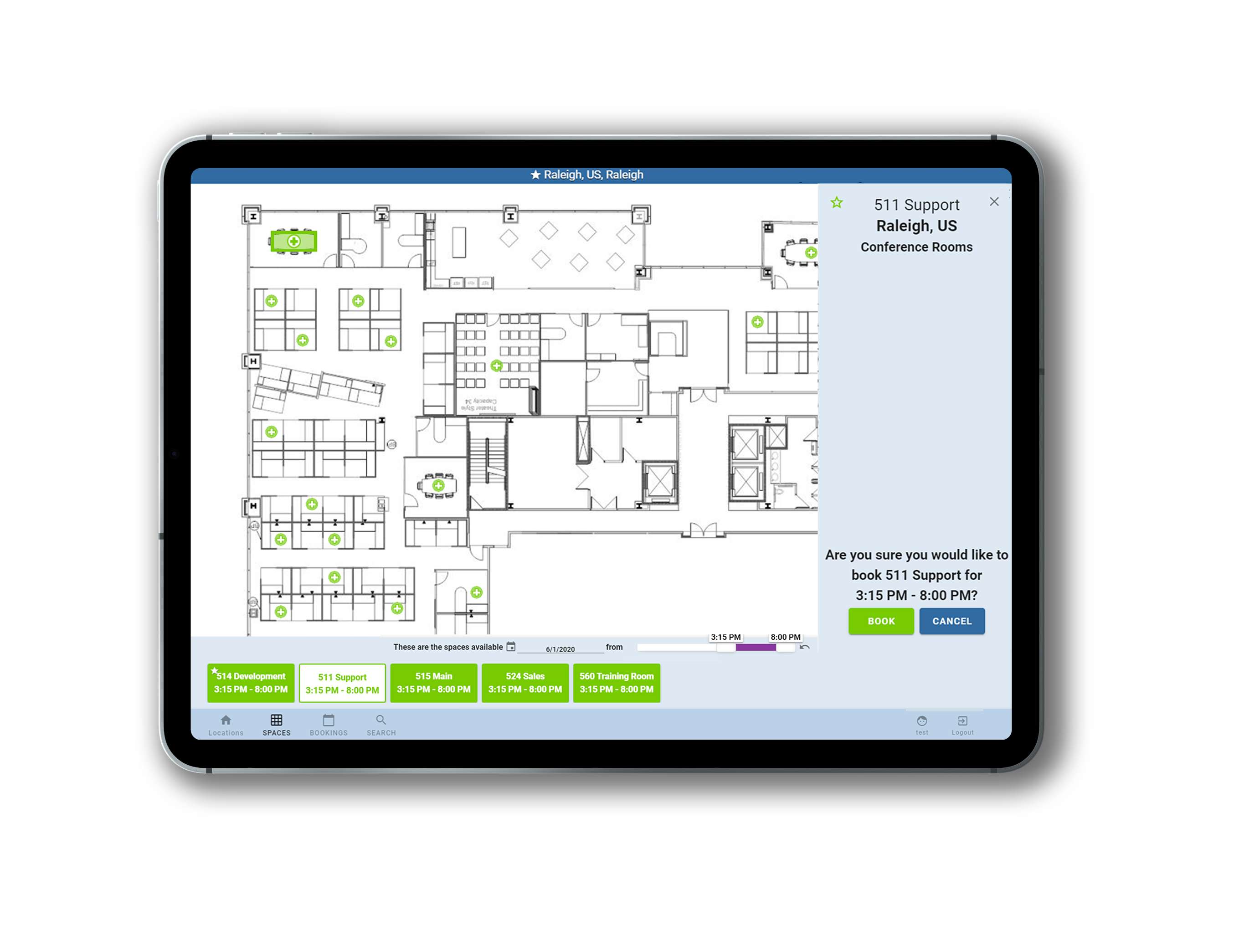 • Visual scheduling with interactive, pan and zoom floorplans