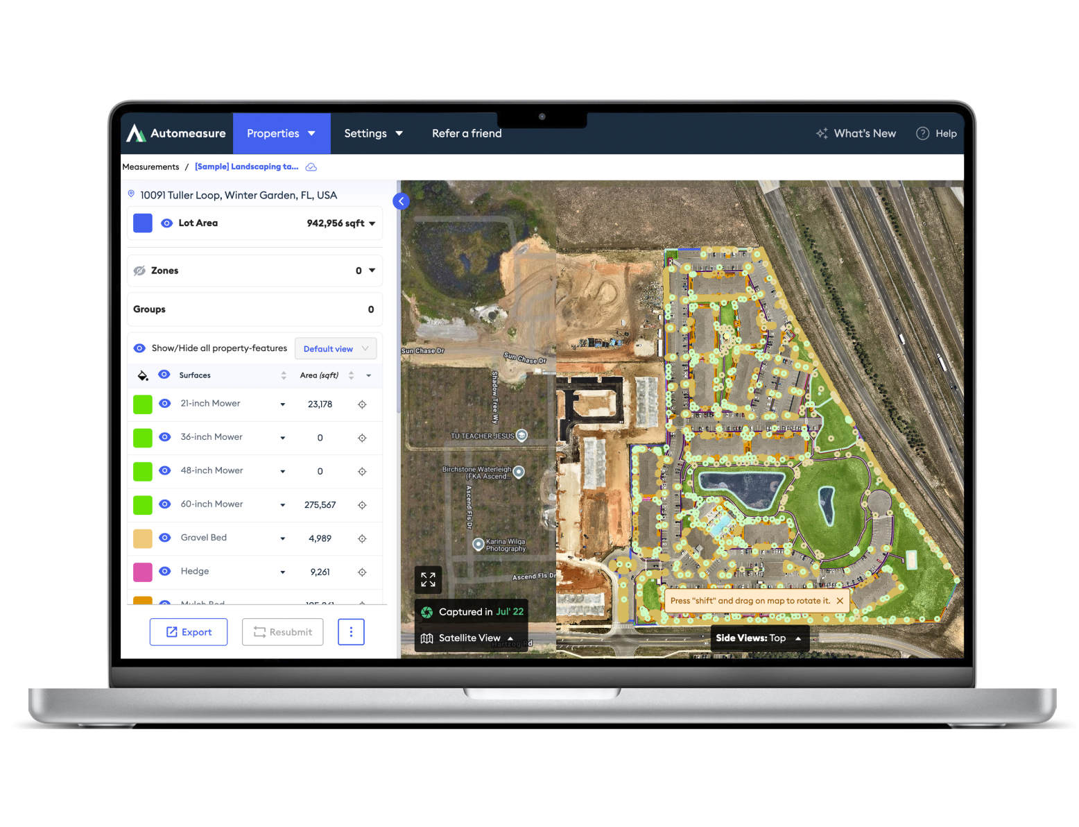AutoMeasure screenshot: Landscaping Takeoff Software