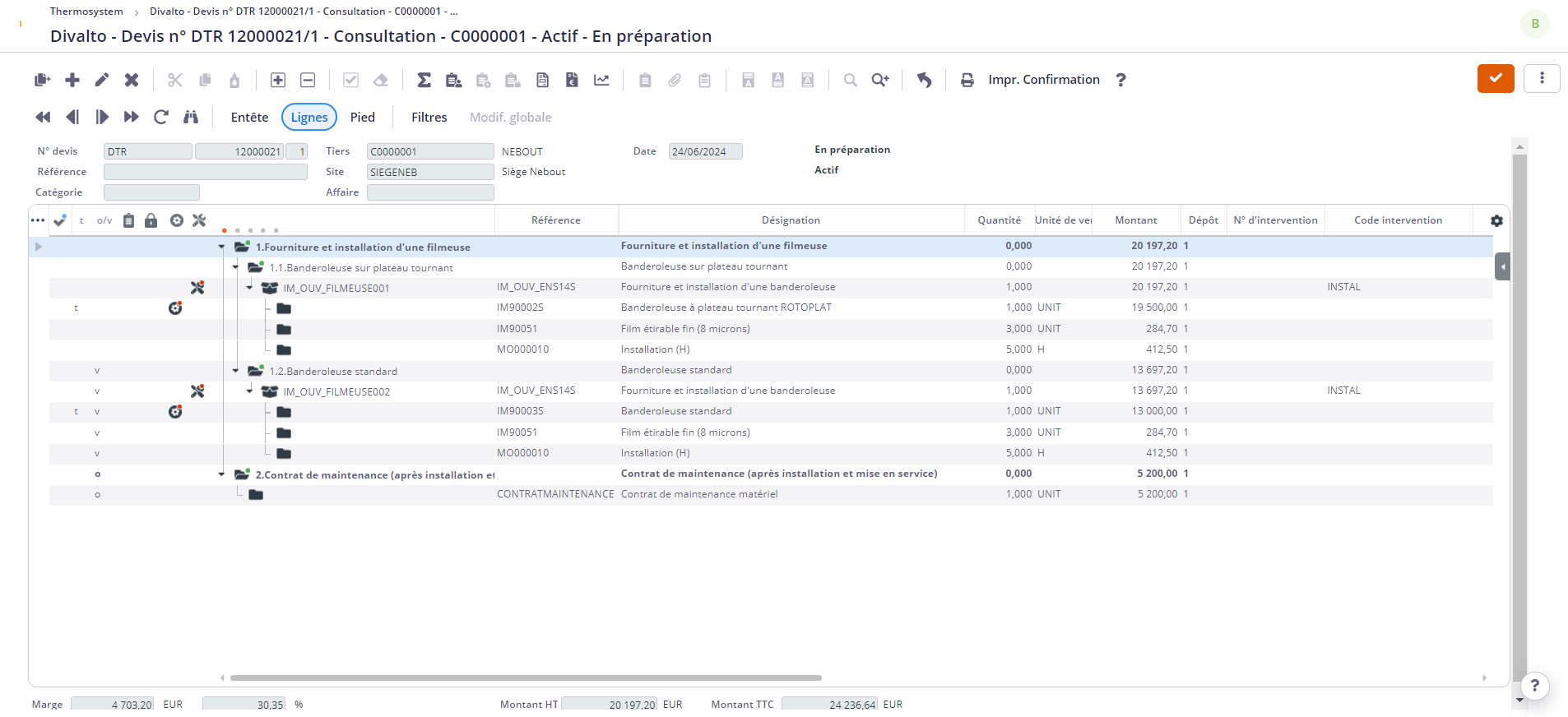 Divalto Field Service screenshot: Divalto field service list
