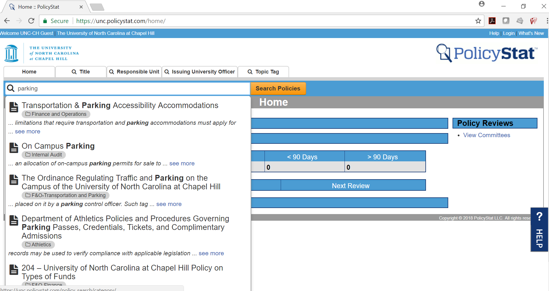 PolicyStat policy search screenshot