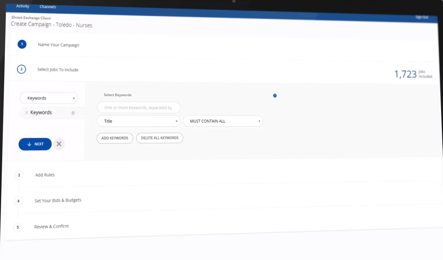 Appcast campaign creation