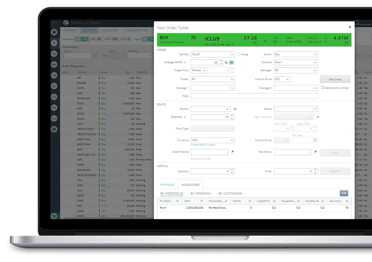 Eze Eclipse screenshot: Eze Eclipse trading