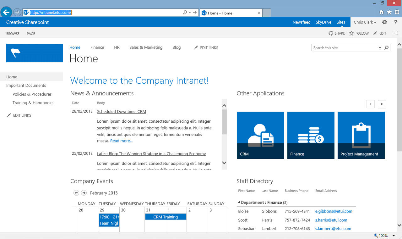 Microsoft SharePoint Software - See news and announcements, and company events