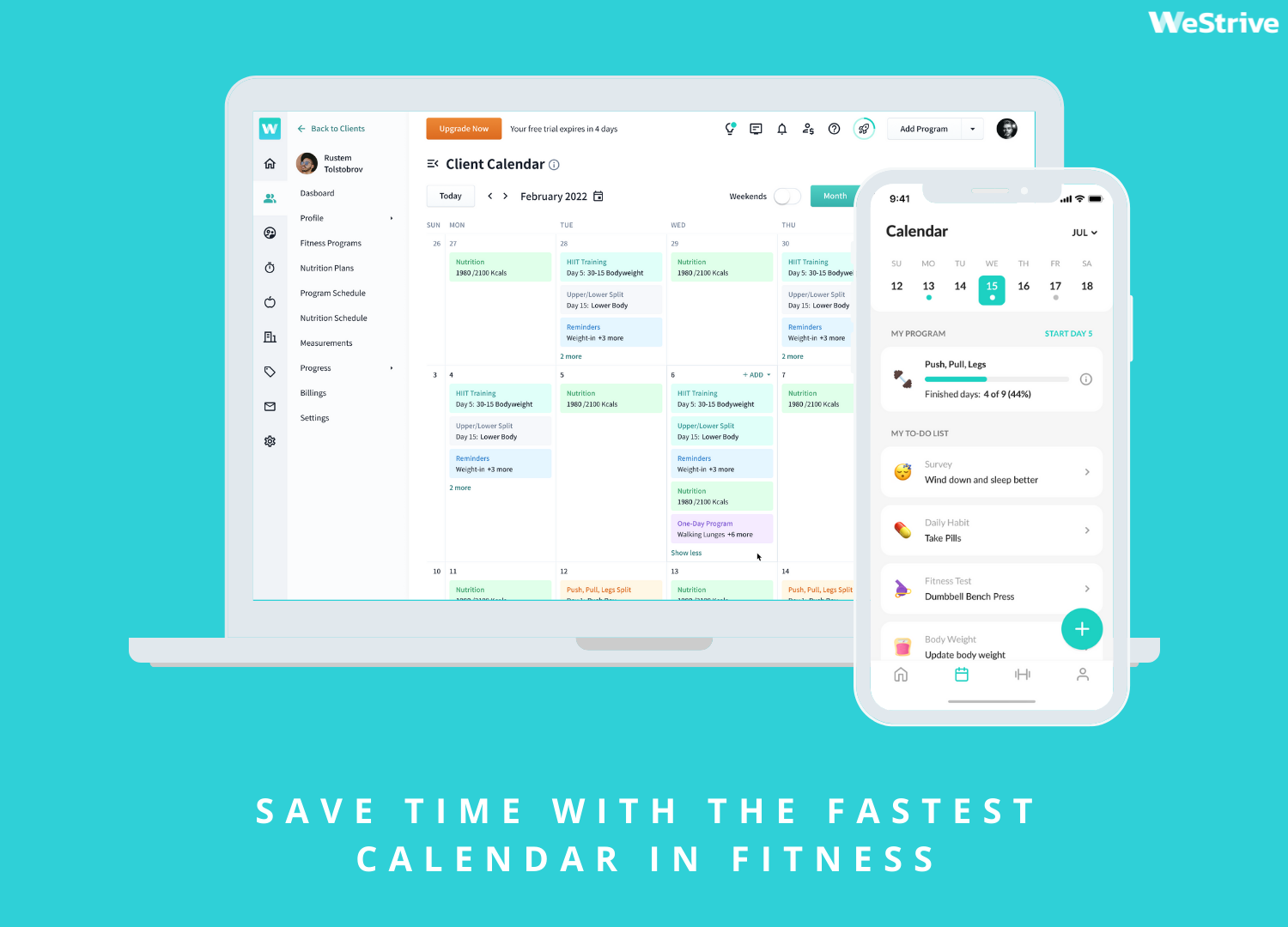 Save time with the fastest calendar in fitness