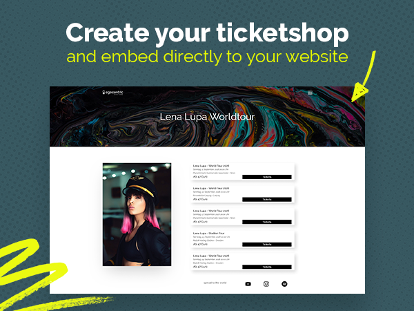 egocentric Systems screenshot: egocentric Systems create ticketshop and embed directly to websites