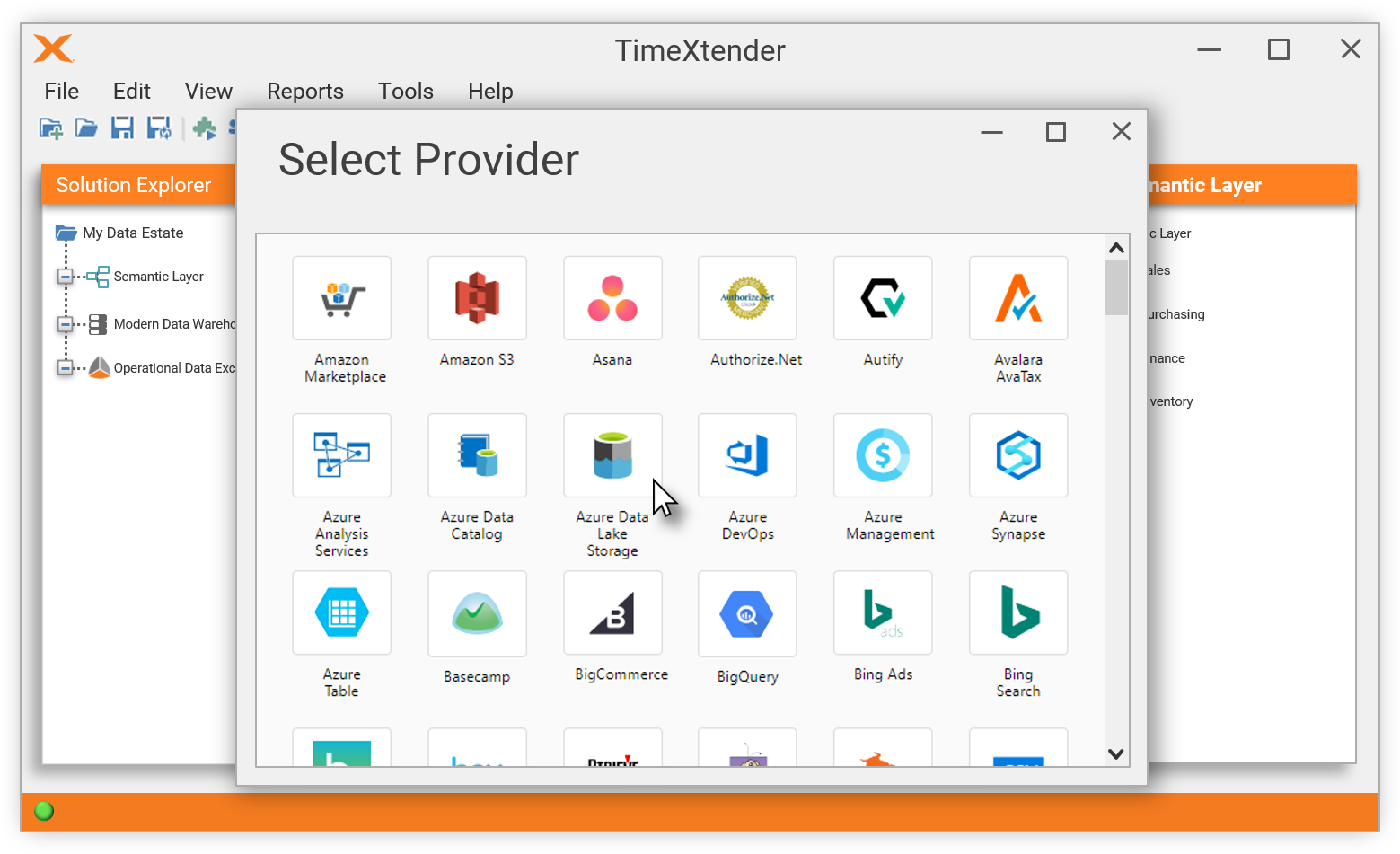 TimeXtender allows you to plug in to multiple sources with a 200+ connectors selection.