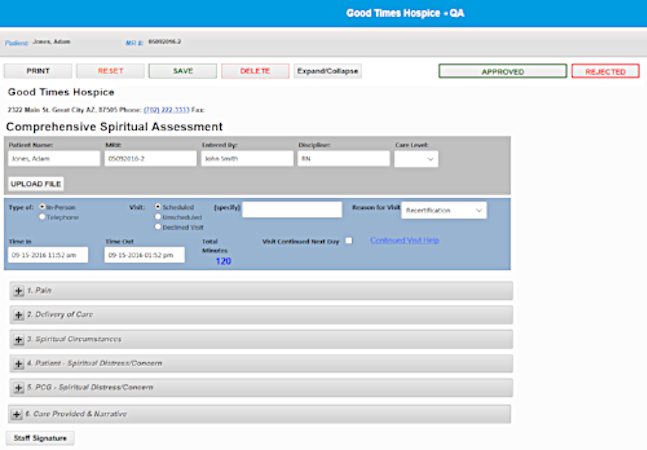 MedBillit screenshot: Patient assessments can be carried out and recorded