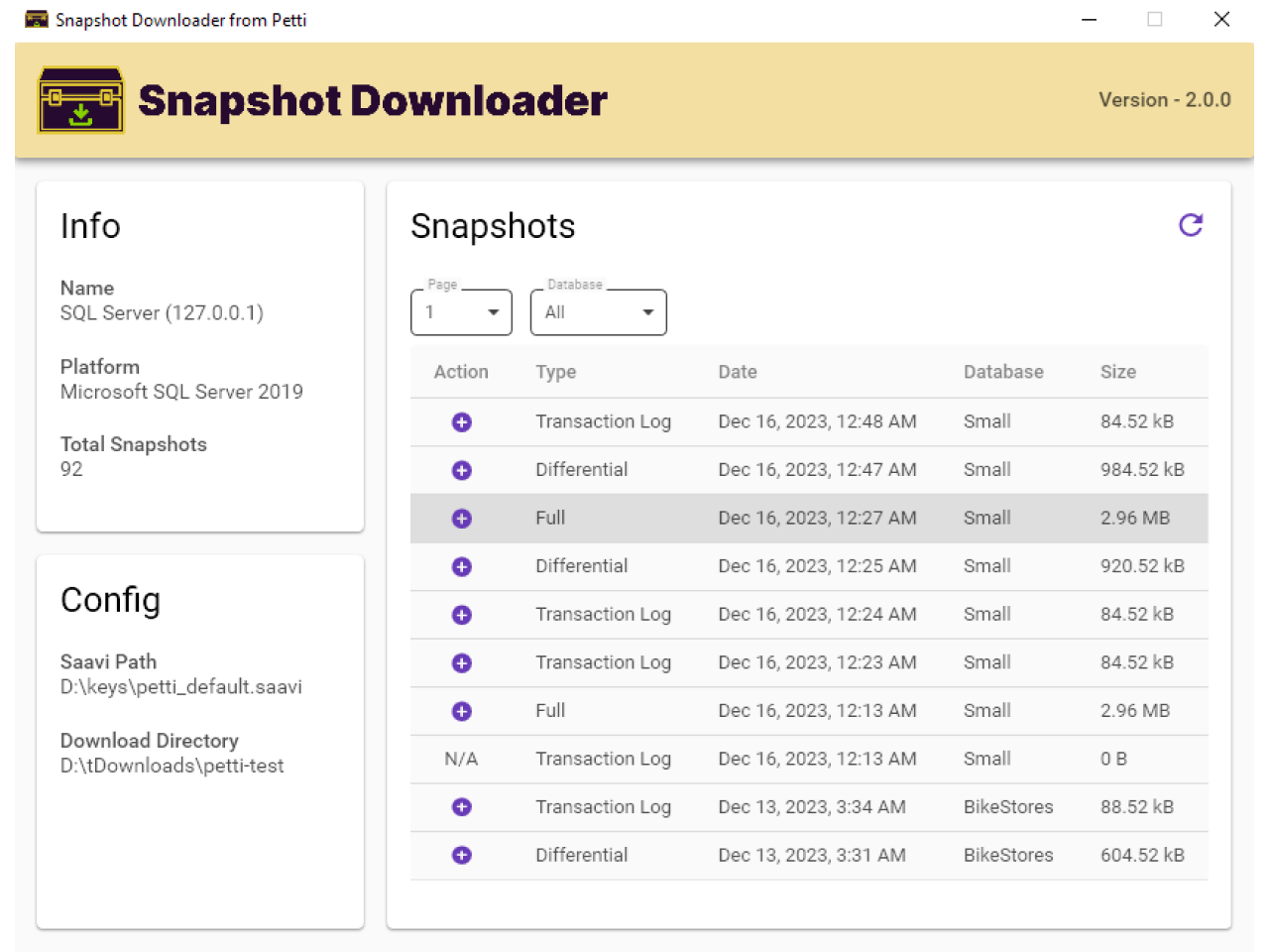 Snapshot Downloader (Windows) - List Snapshots