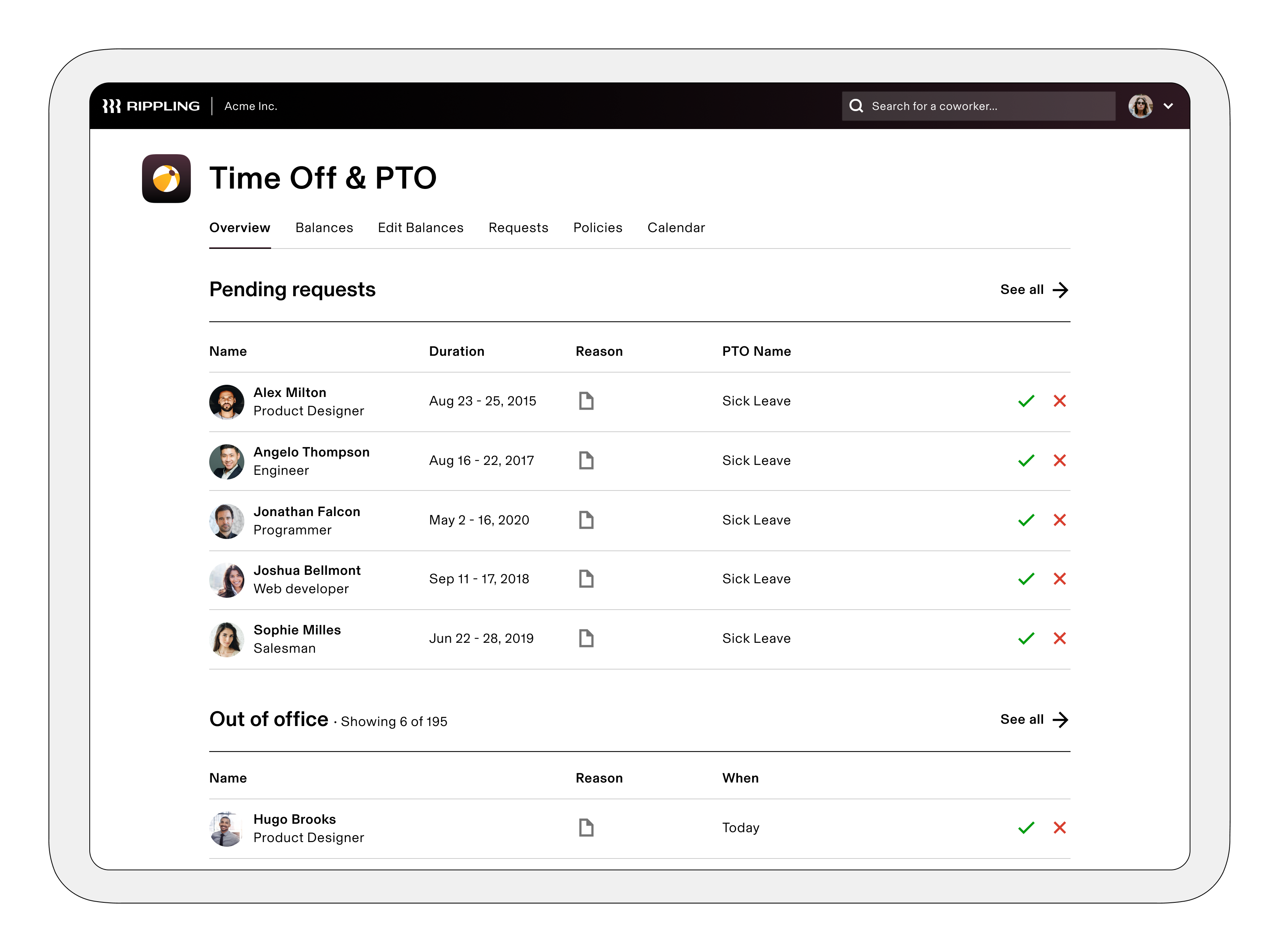 Rippling Software - Time Off & PTO Tracking