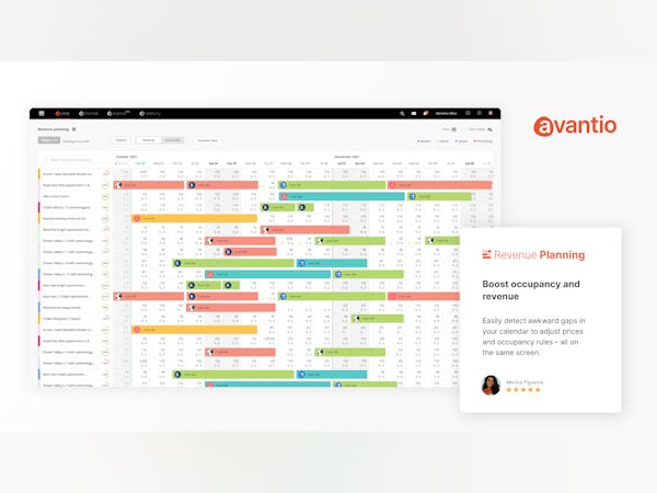 Avantio Software - Revenue Calendar shows in one interface the rates and occupation rules for each of your properties. Navigate easily through date periods. See future details, rates and occupancy, returning to today’s date with a single click.