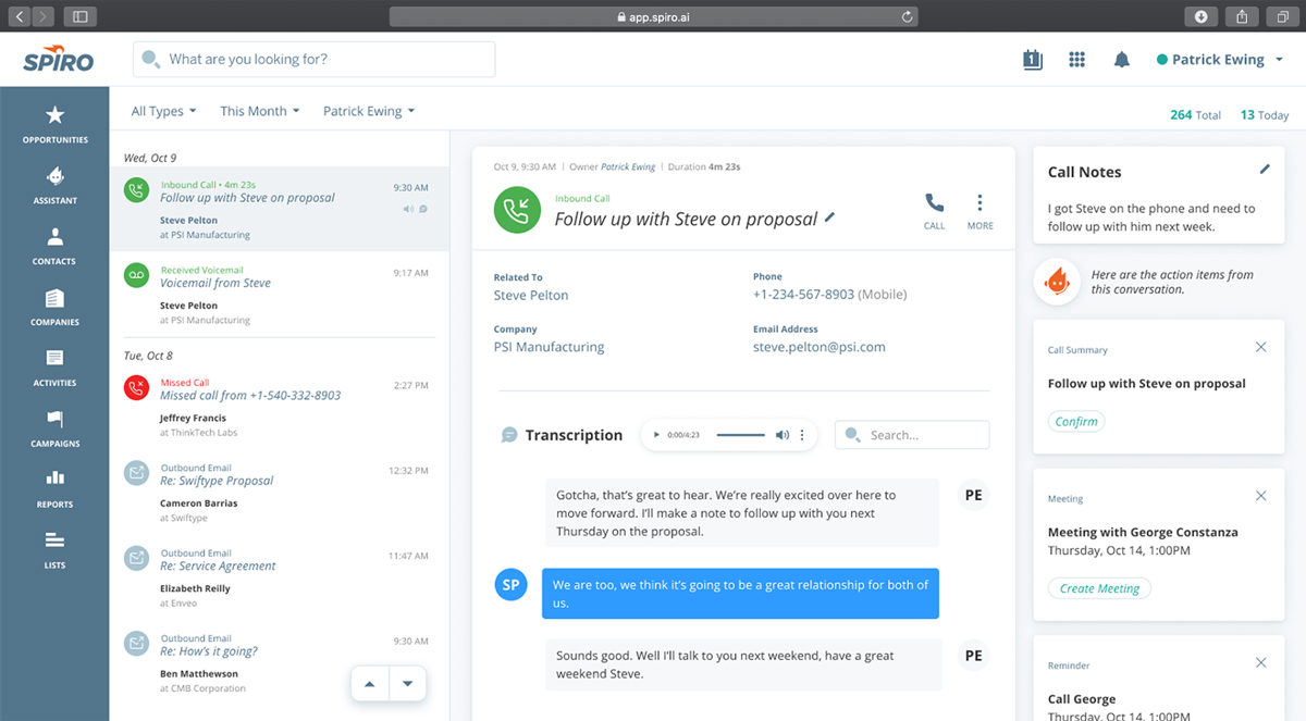 The platform syncs every conversation and activity, including emails, voice calls, text messages, notes, and meetings.