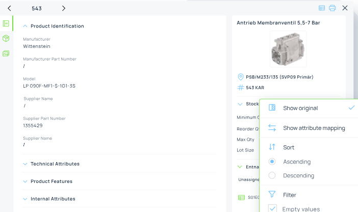 Sparrow screenshot: Sparrow product identification