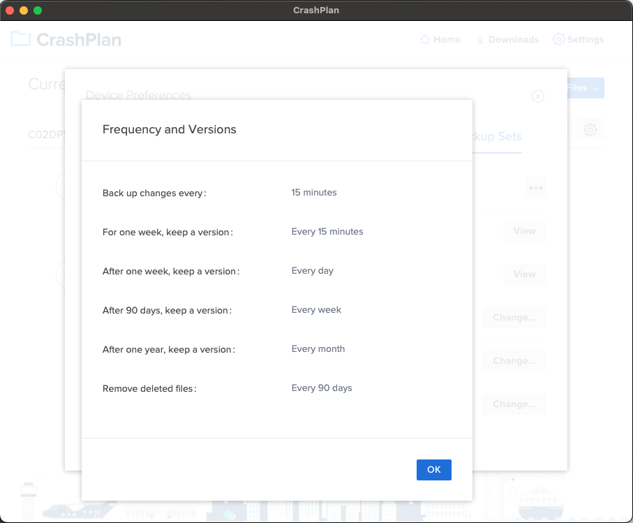 CrashPlan Software - End users can view their backup settings, and if allowed by an administrator, change retention settings on the fly.